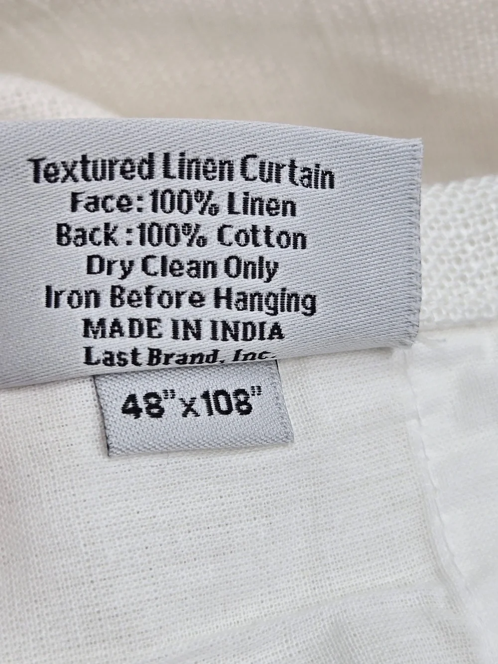 QUINCE Set Of 2 48x108 Heavyweight European Linen Curtains White 0231